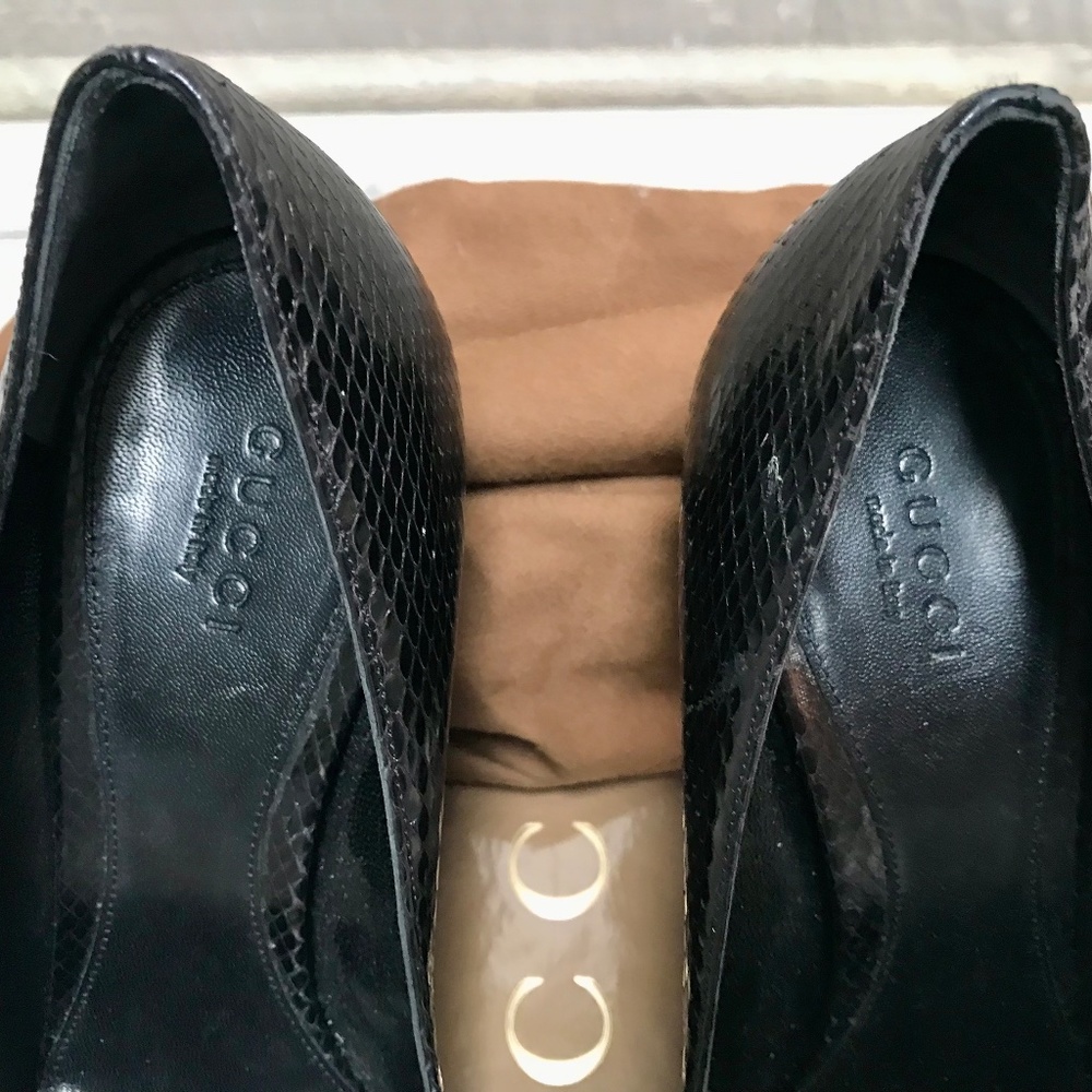 Gucci Python Open Toe Horse Bit Pump Size 7 - image 4